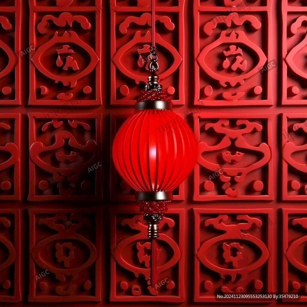 中式纹理红色灯笼喜庆