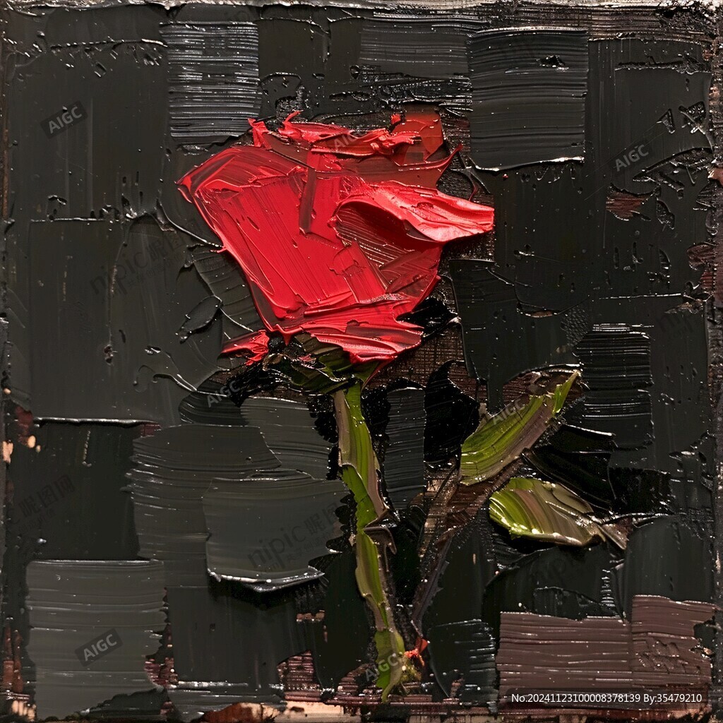 红玫瑰油画