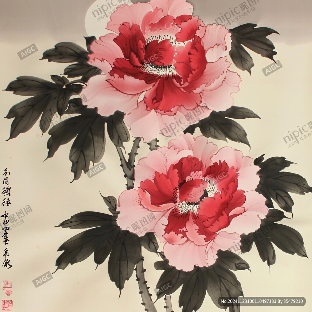 牡丹斗方