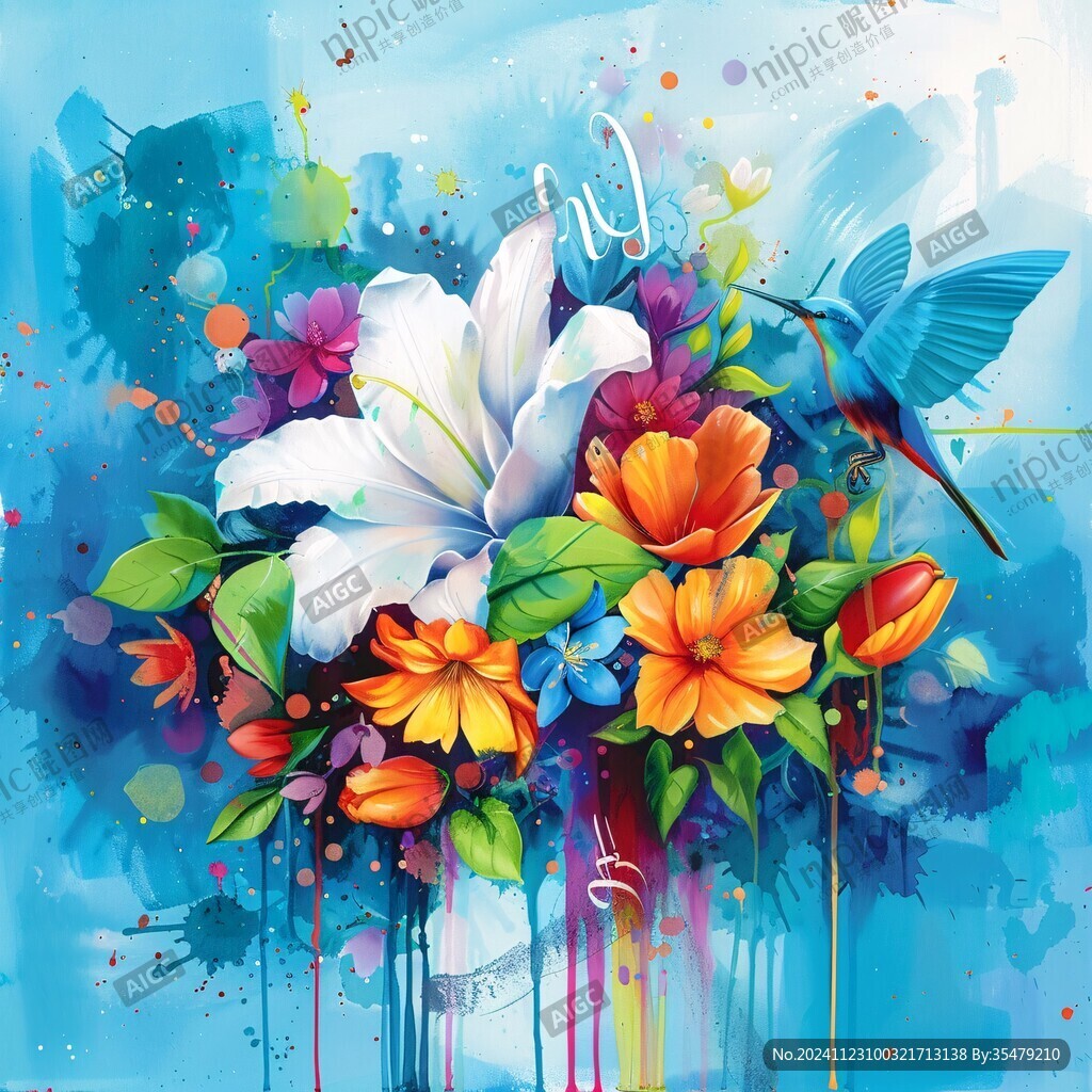 鲜花潮流插画