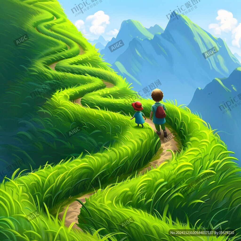 爬山插画