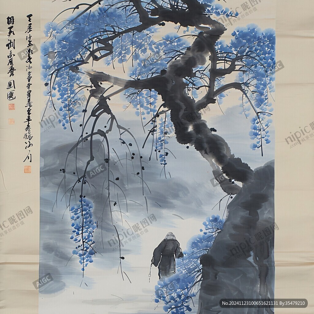 枯树寒鸦图