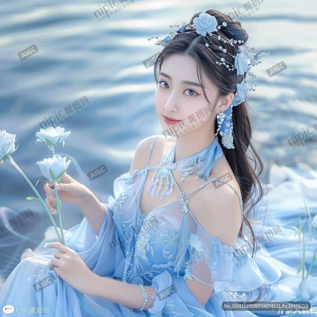 淡雅蓝色汉服