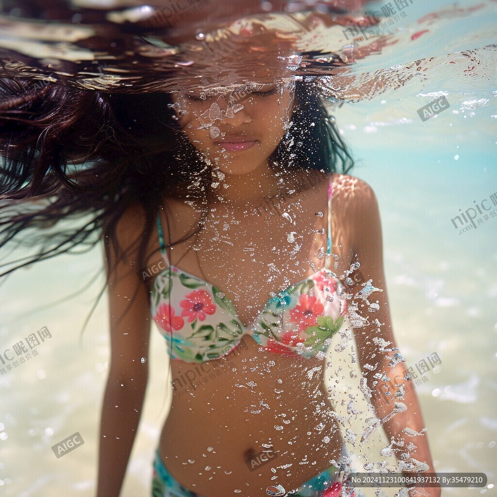 美女水中游玩