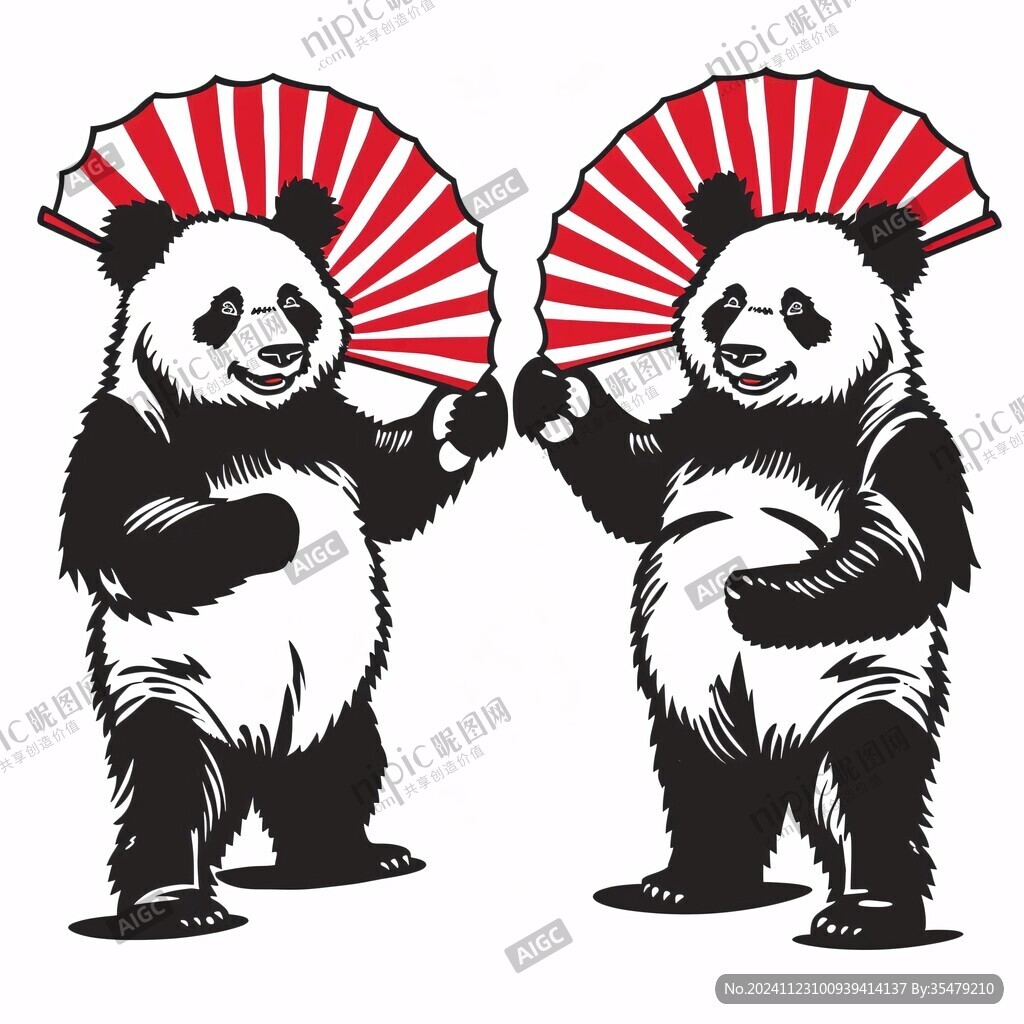 熊猫插画图案印花