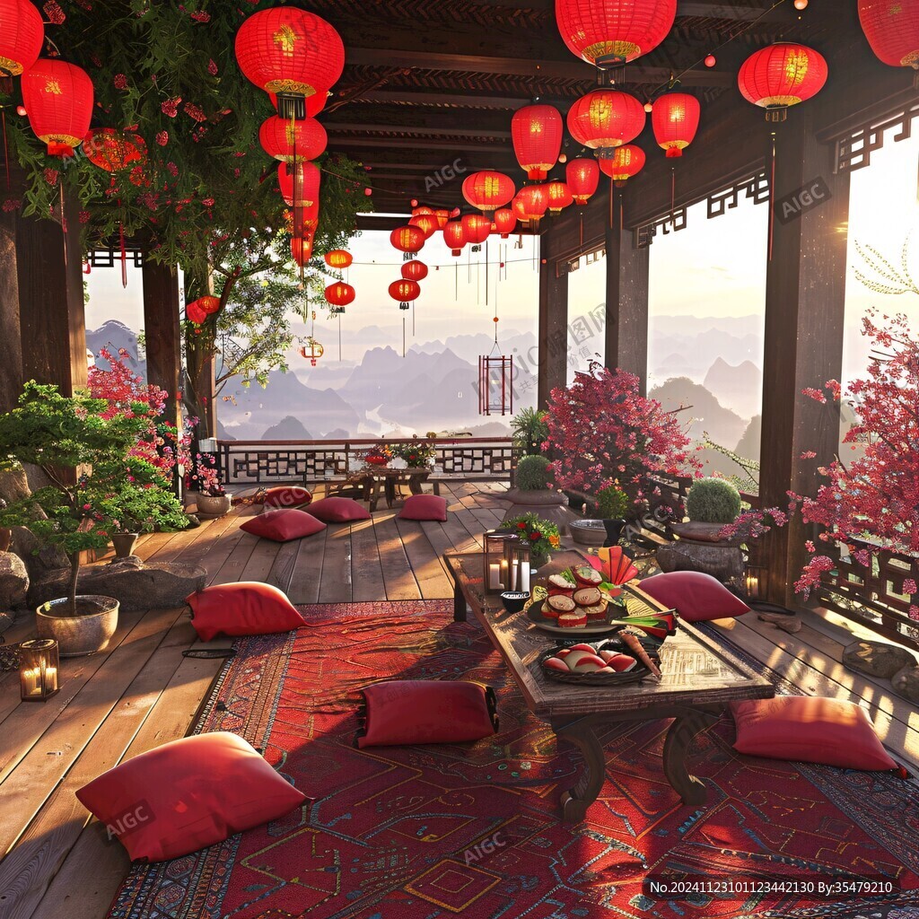 古代迎春纳财场景