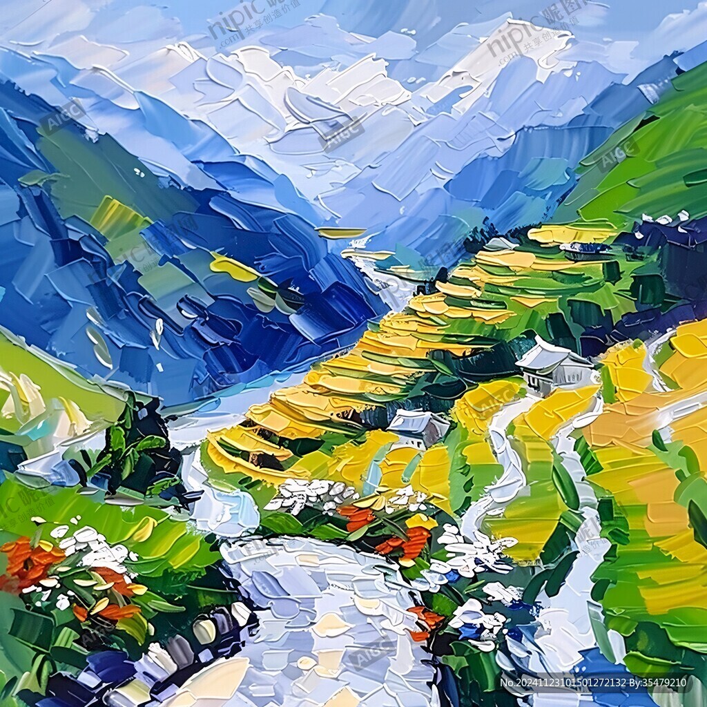 色彩线条色彩山水风景
