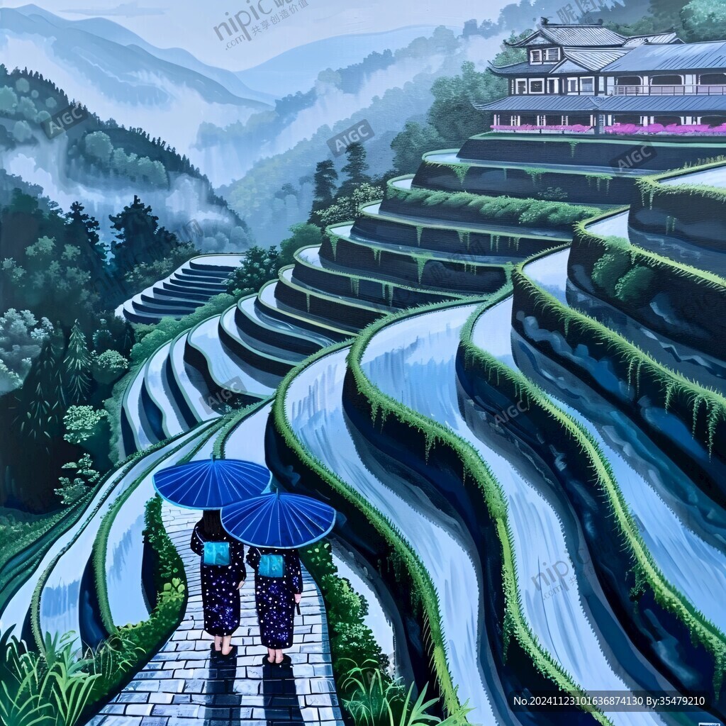 侗寨插画