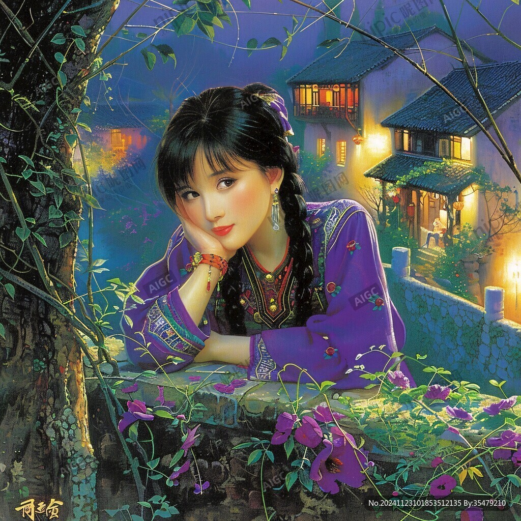 江南美女油画