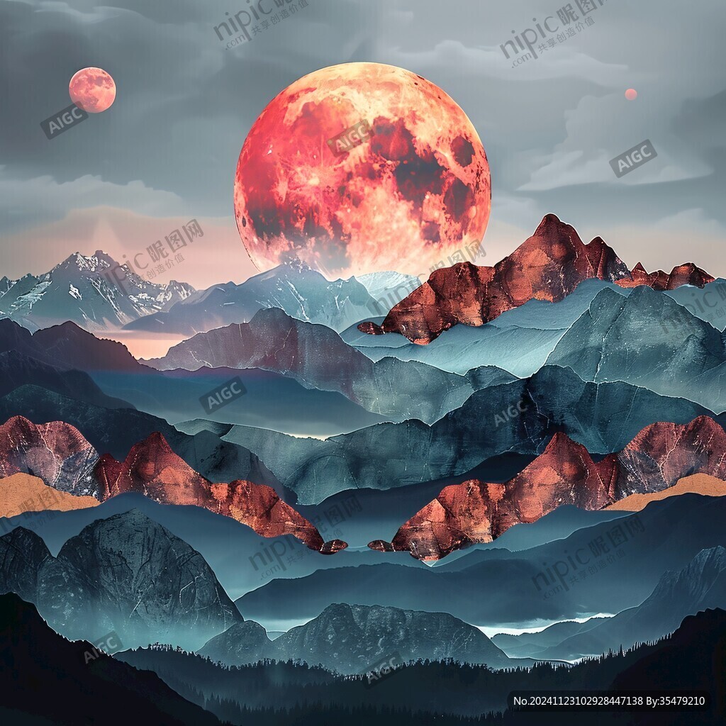 抽象昼夜山水