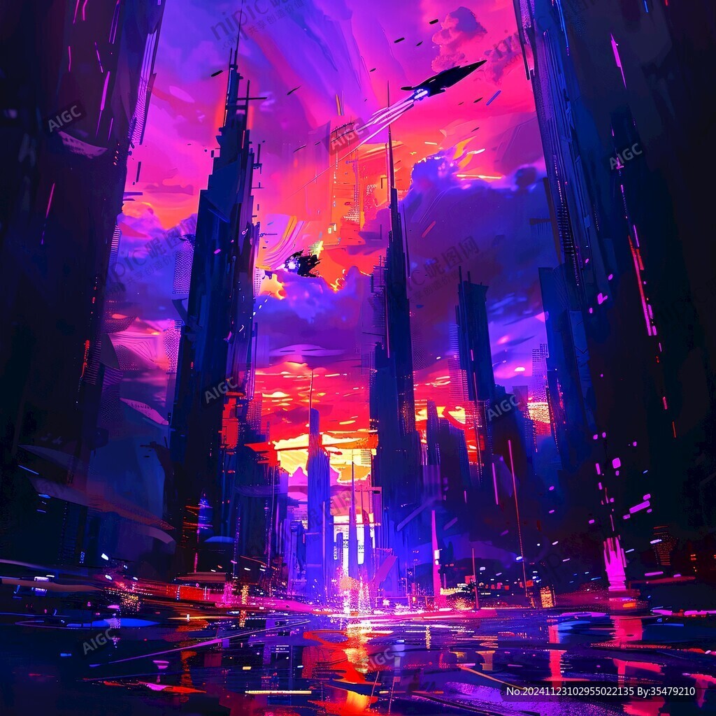 场景赛博插画