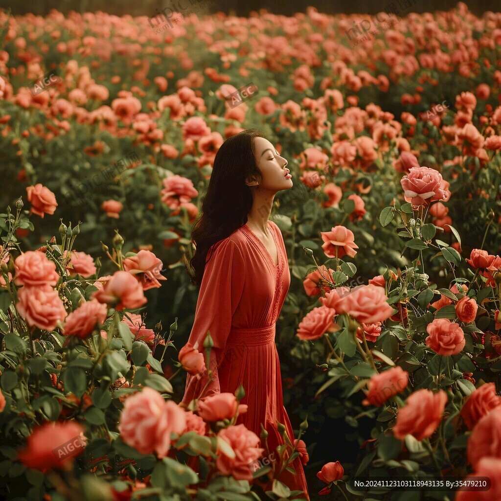 玫瑰花人像