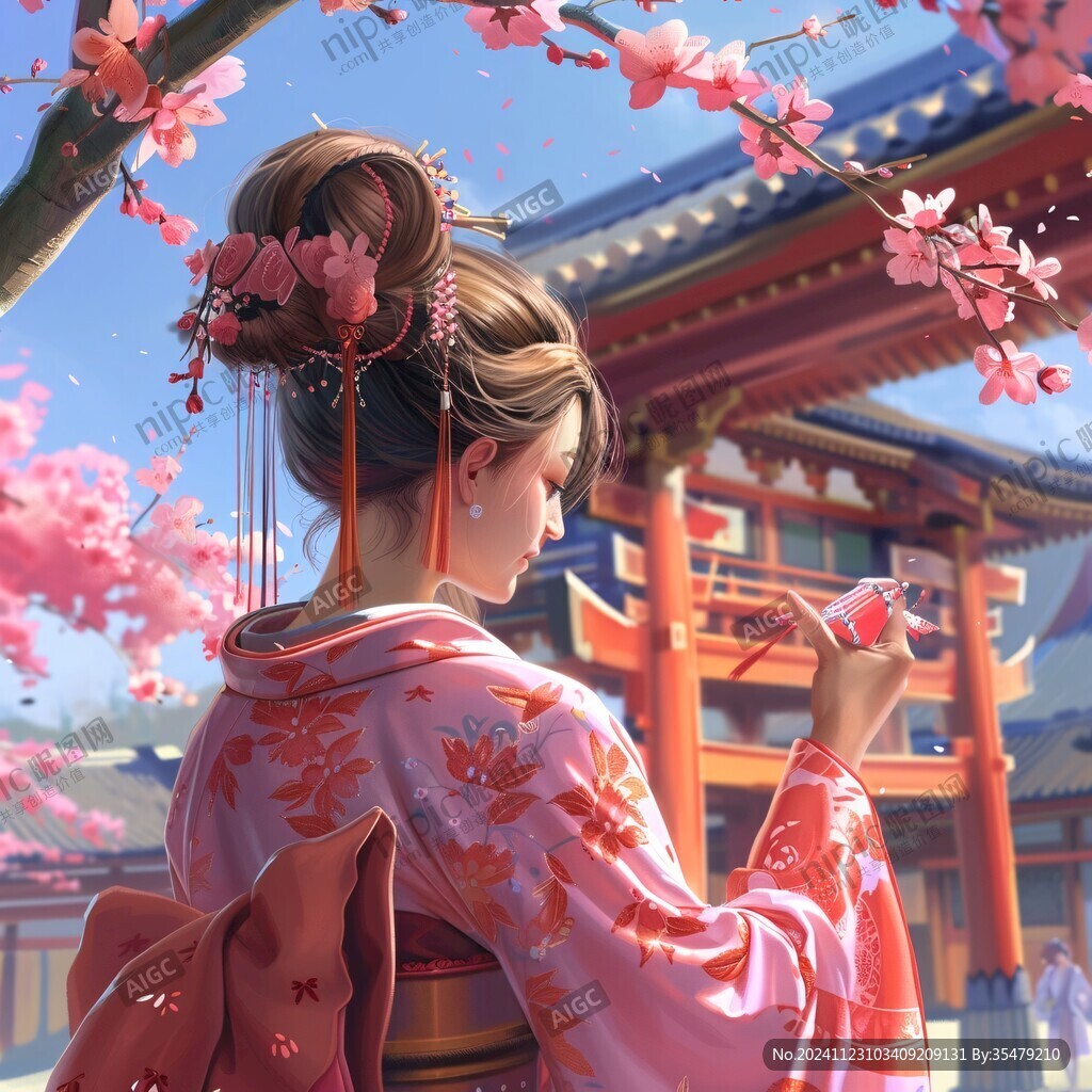 赏樱楼插画