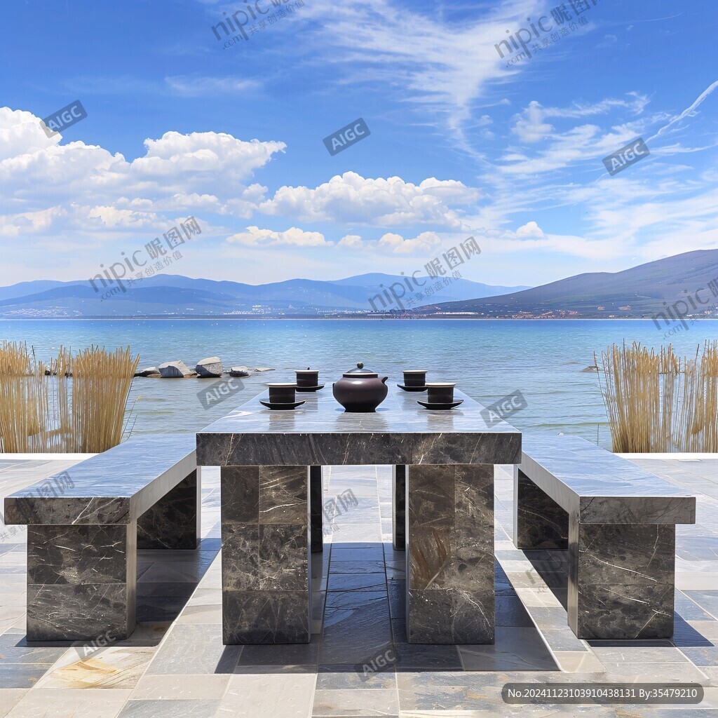洱海边的桌椅
