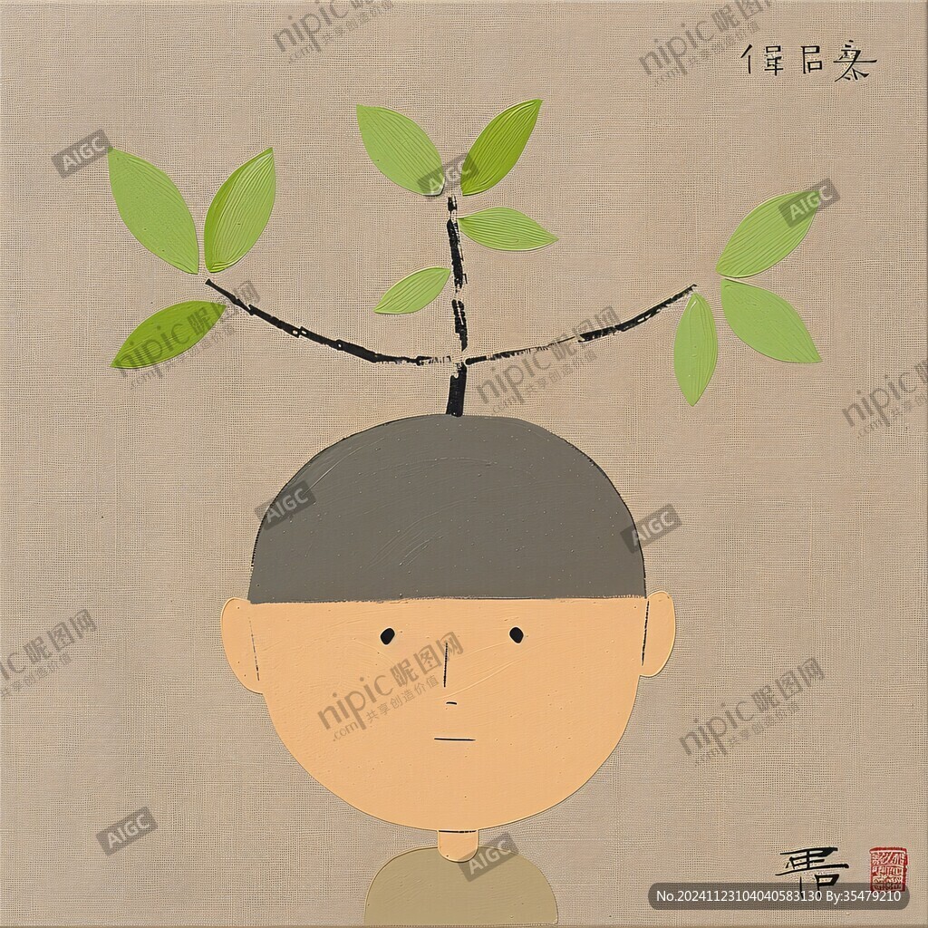 平头男孩插画
