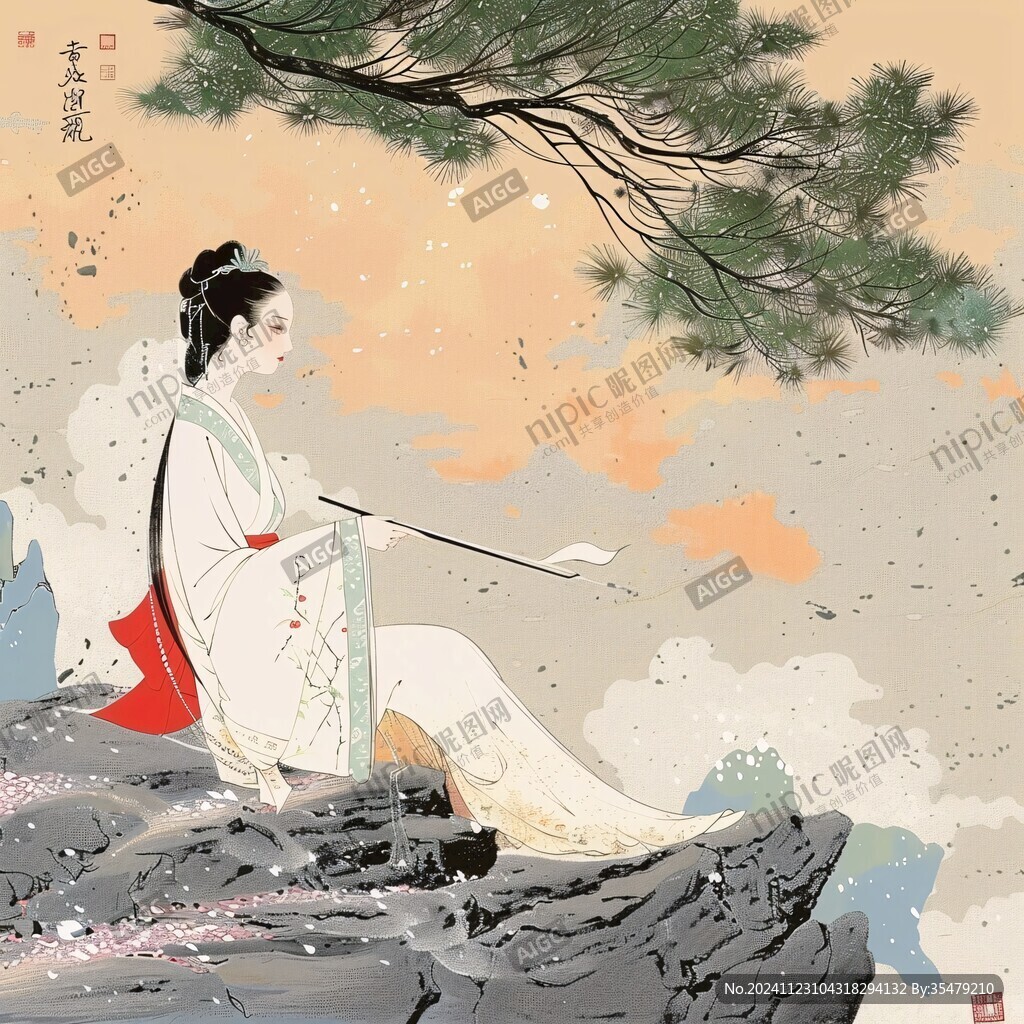 抚琴插画