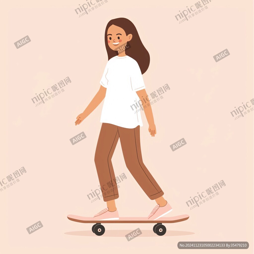 玩滑板插画