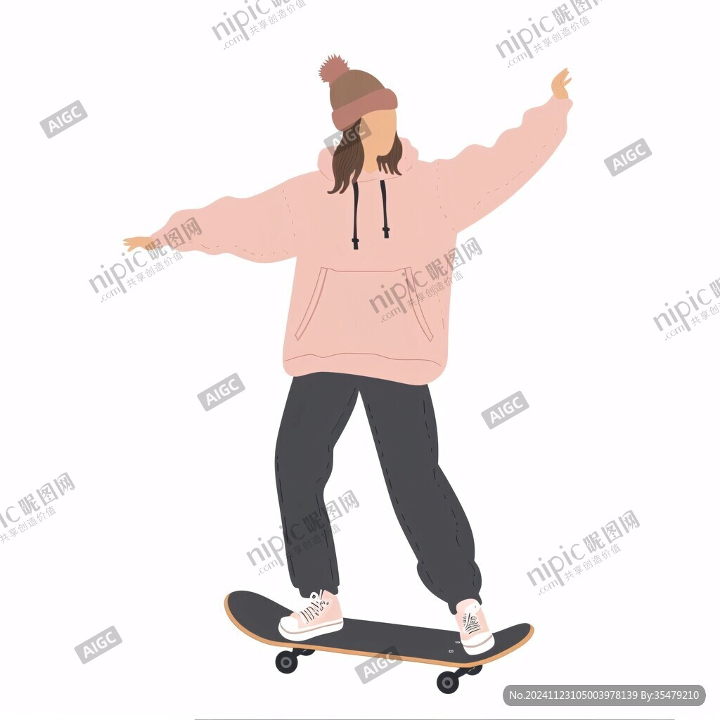 玩滑板插画