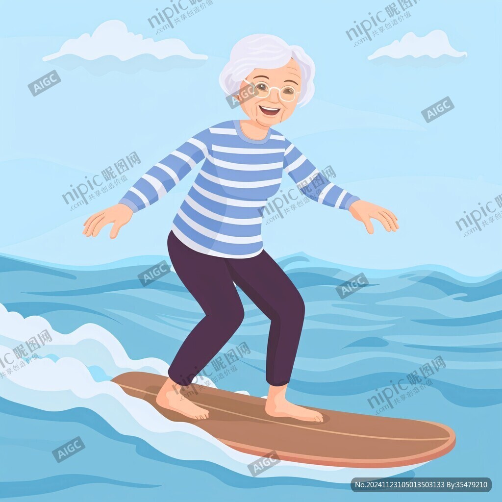 冲浪卡通男孩