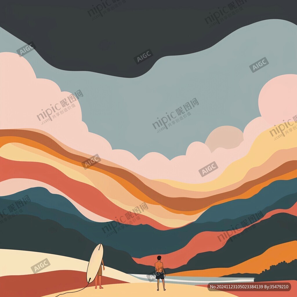 抽象扁平风插画