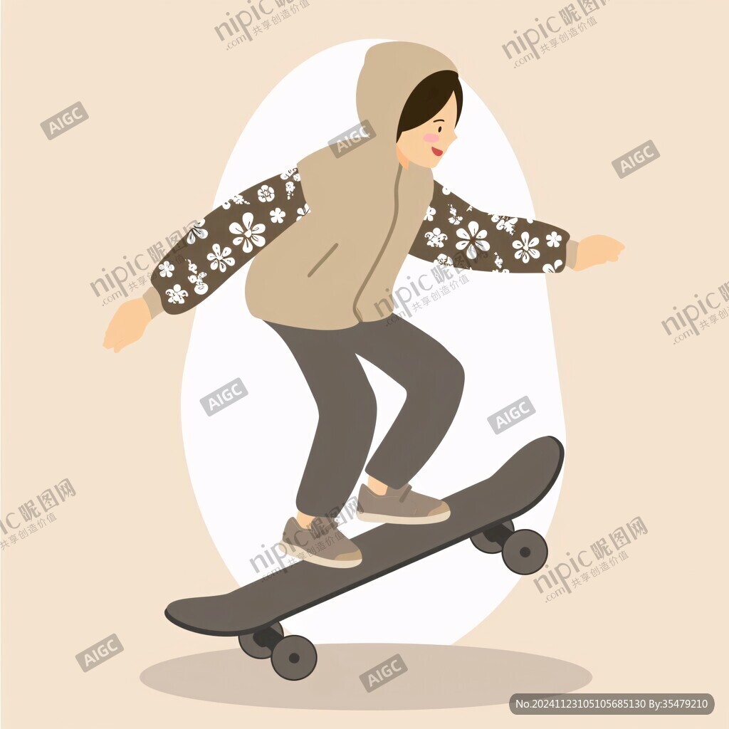 玩滑板插画