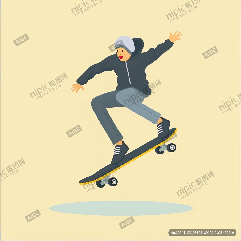 玩滑板插画