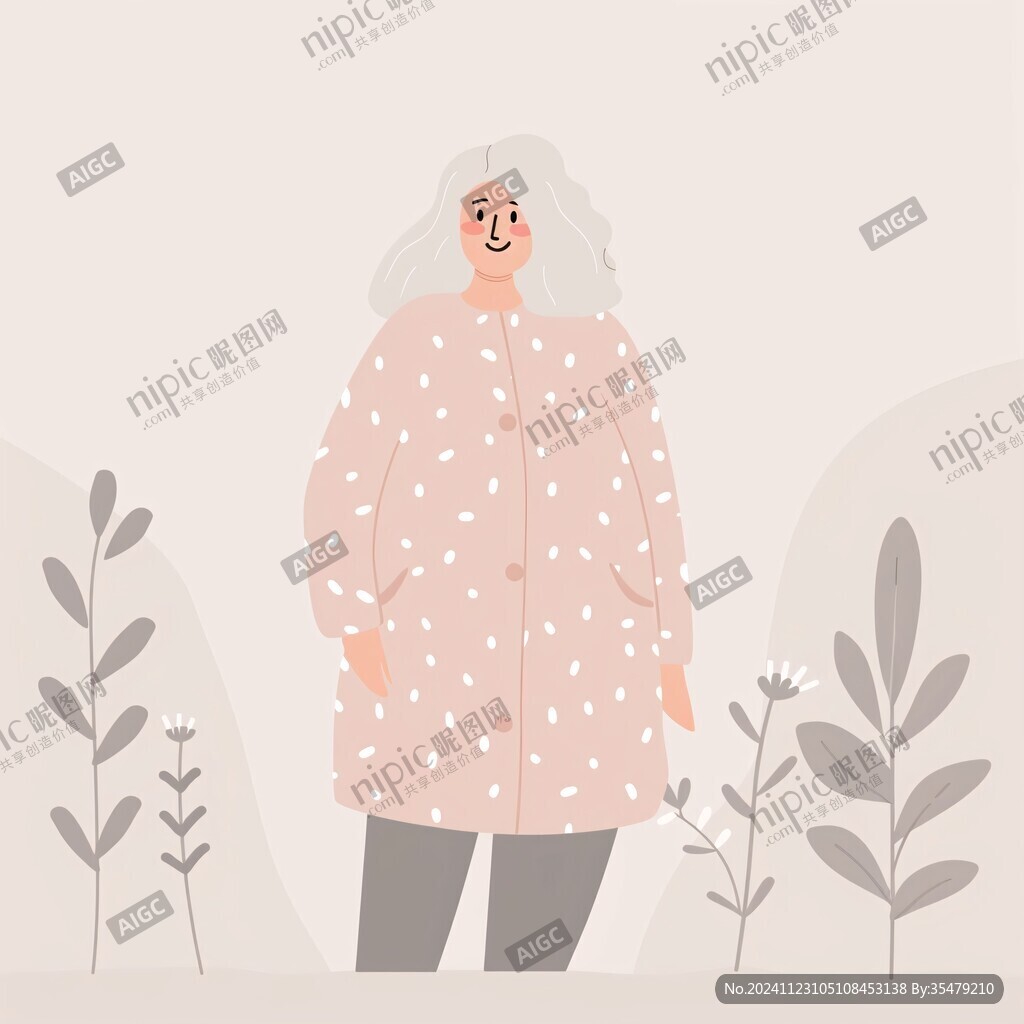 扁平插画人物春装