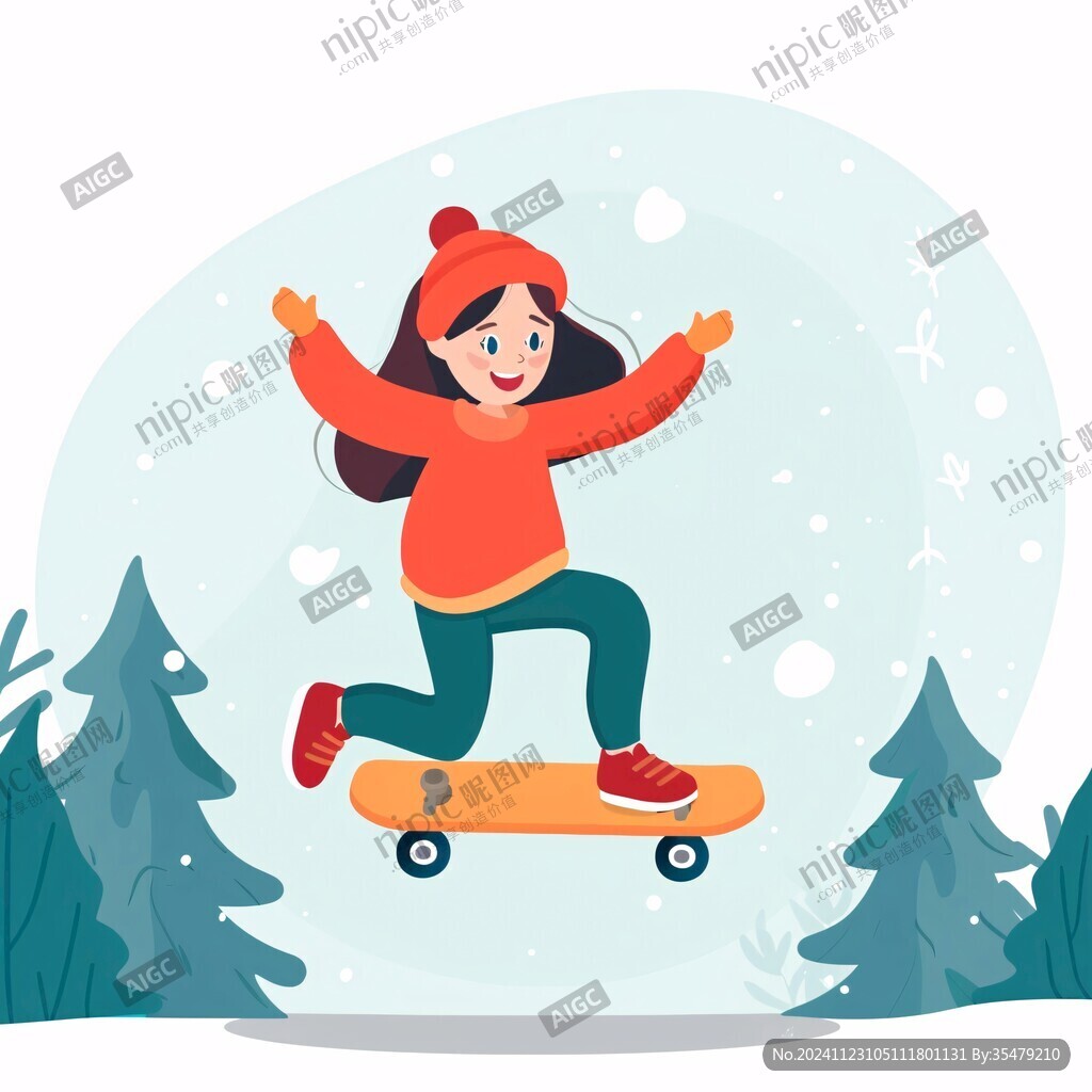滑雪运动户外出插画