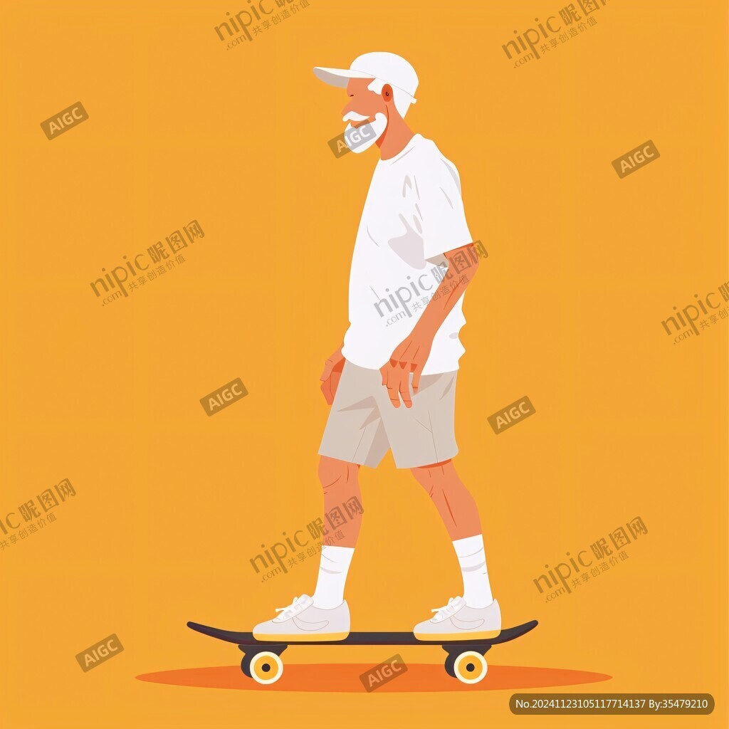 插画滑板男生