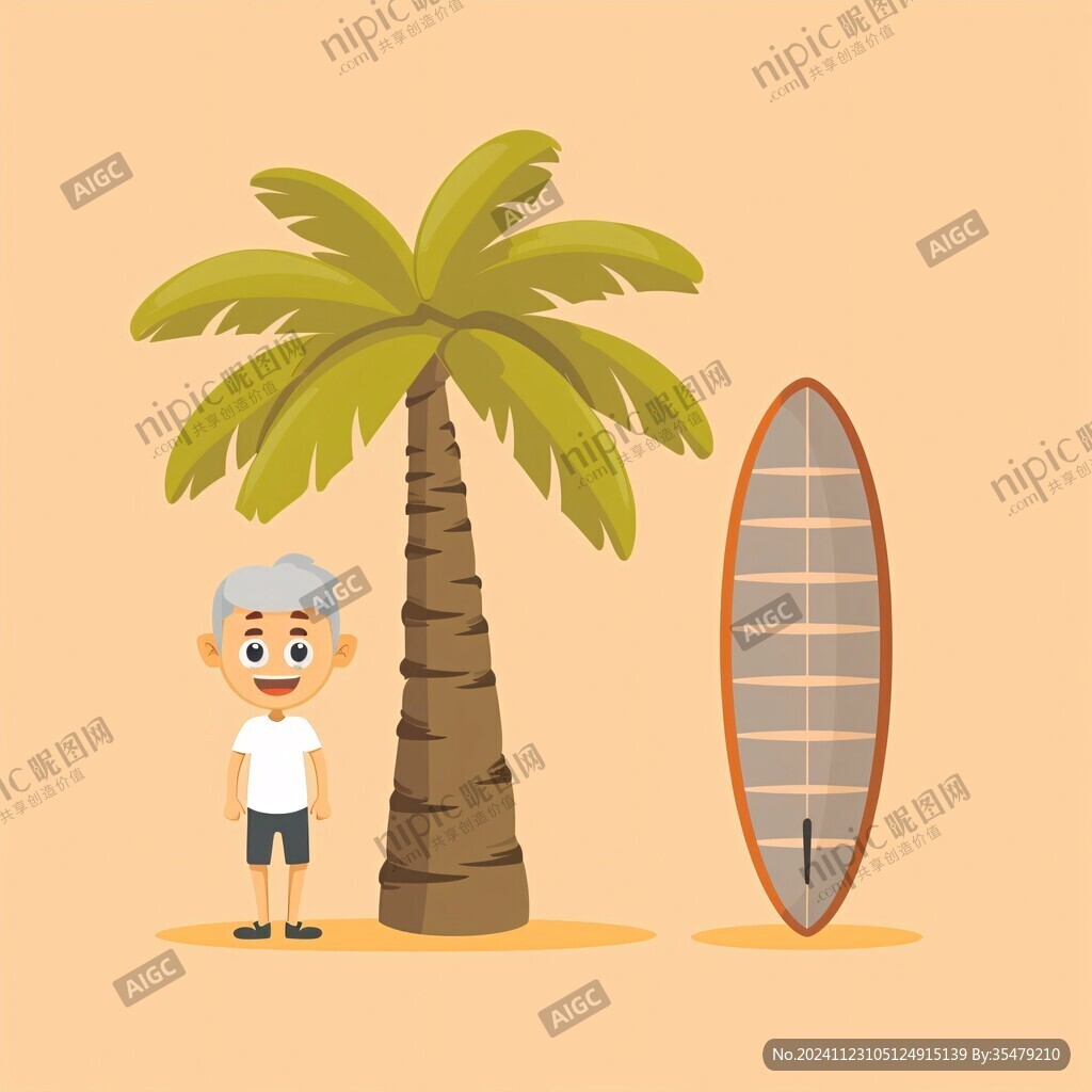冲浪卡通男孩