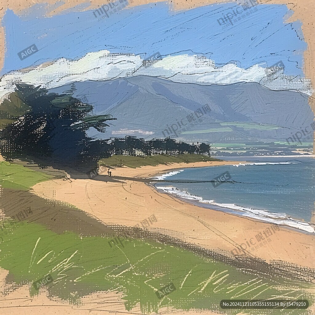 夏威夷海滩油画