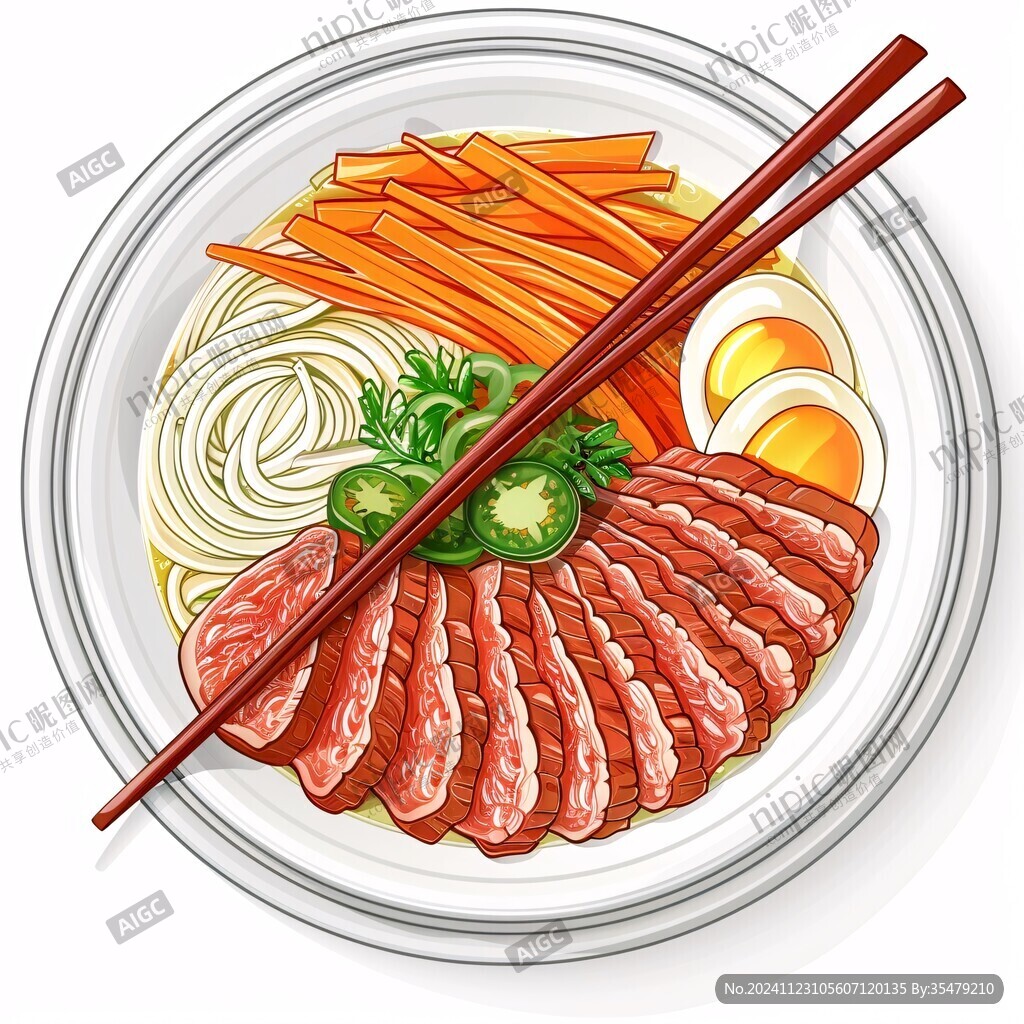 卡通面条插画