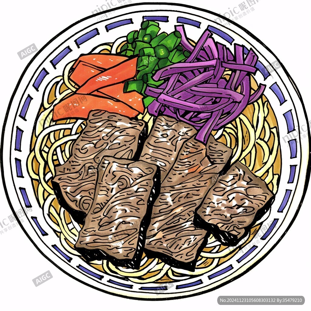 牛肉冷面插画