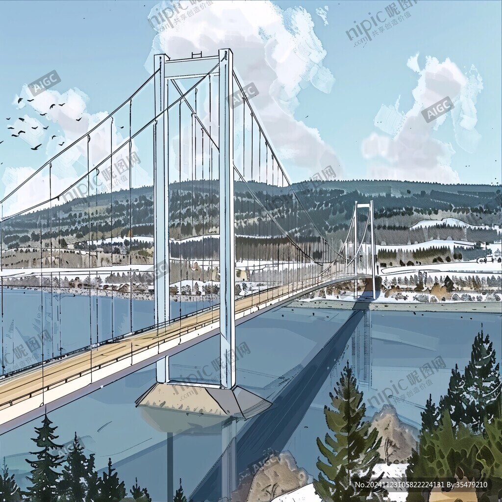 舟岱大桥插画