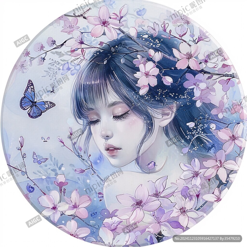 圆形美女画