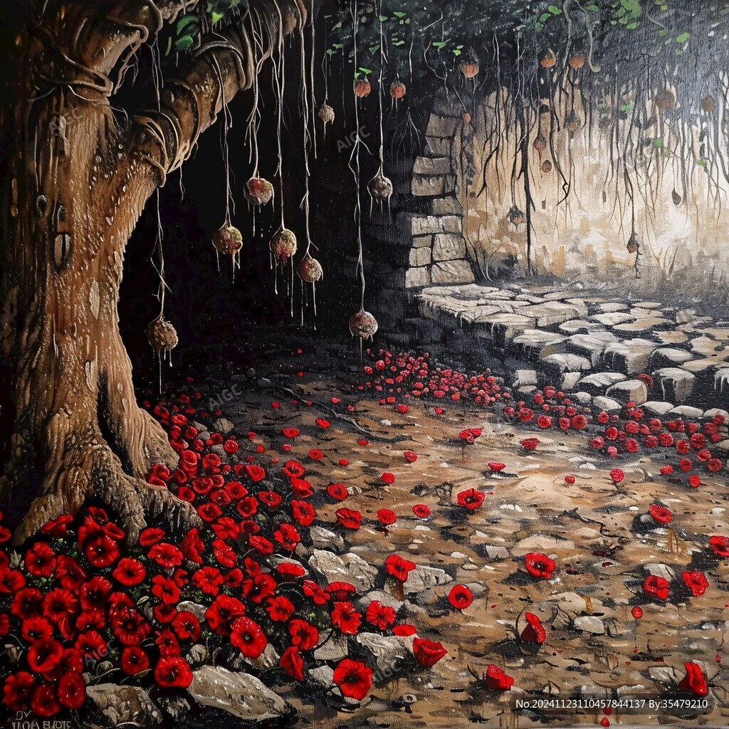 藤萝花油画