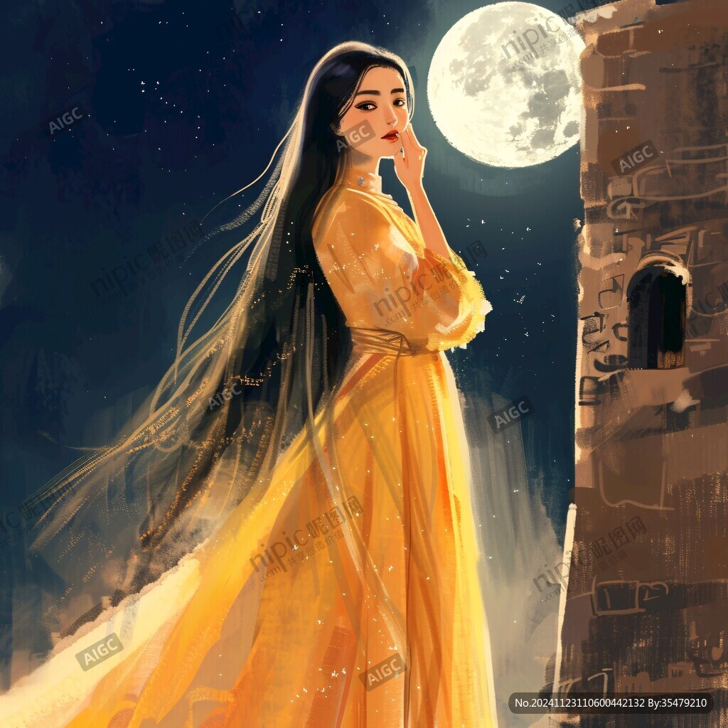 貂蝉拜月古典美女