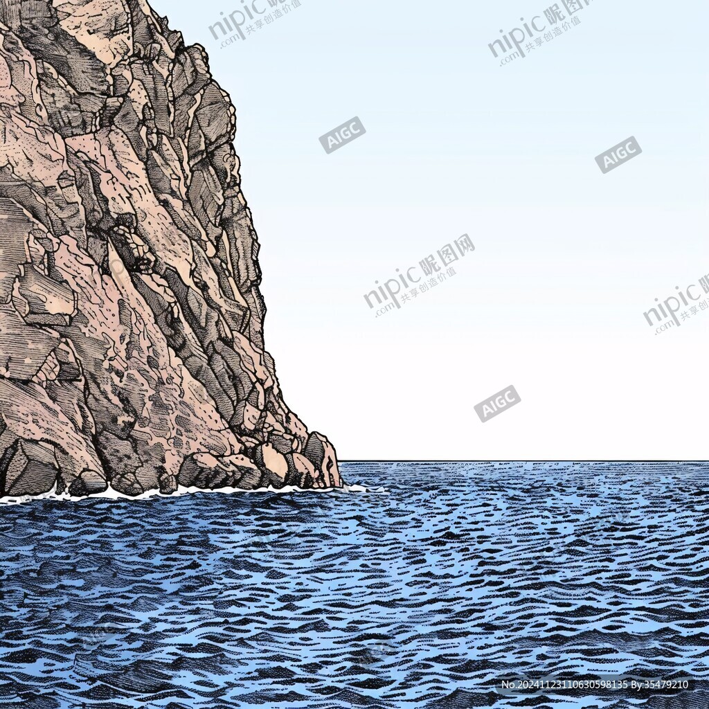 礁石插画