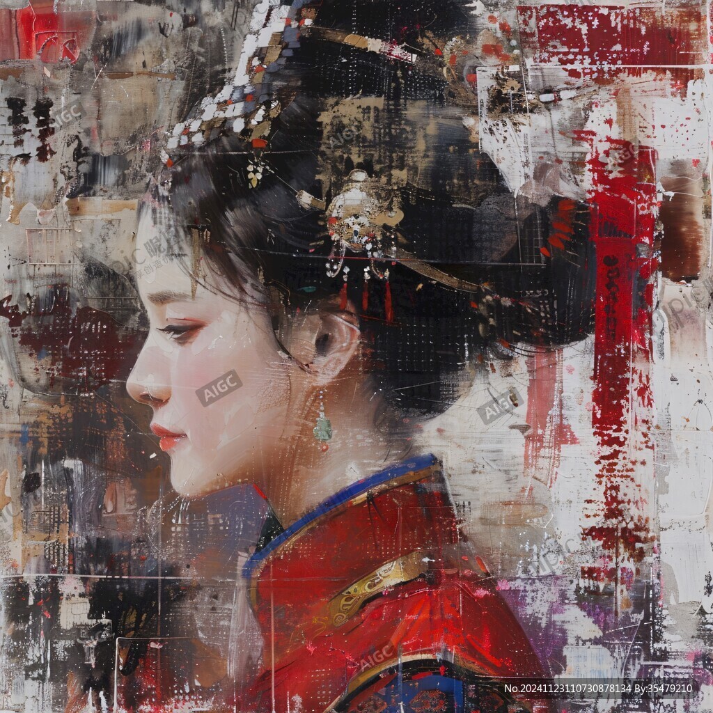 水彩清朝美女