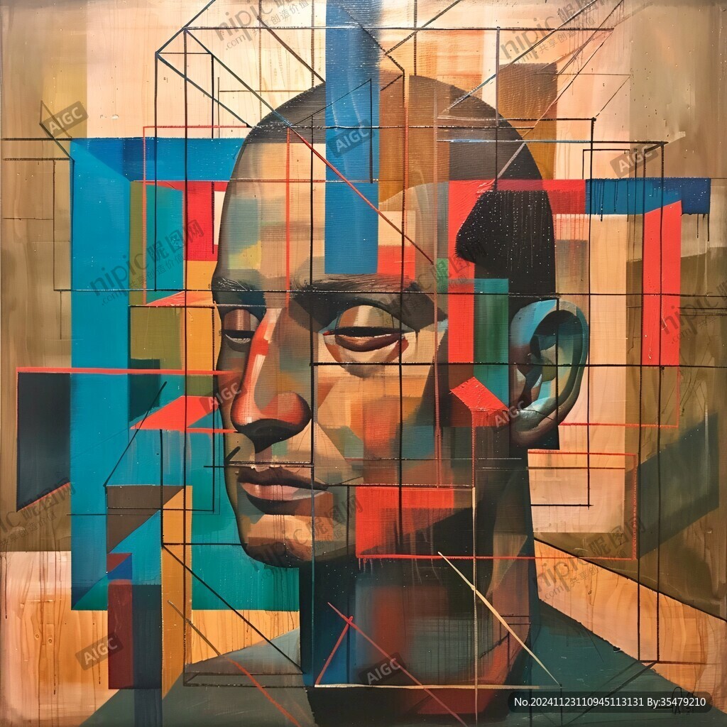 人脸色块拼接装饰画