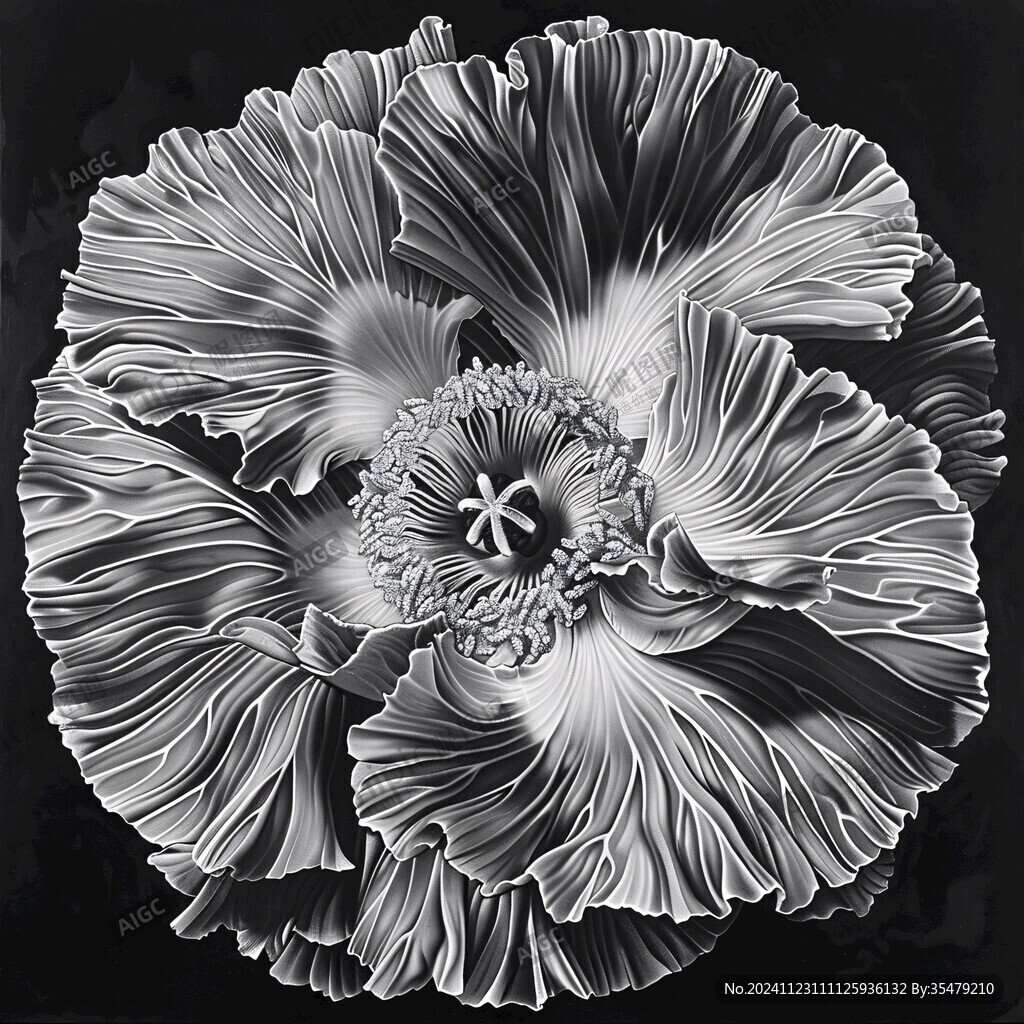 黑白花卉装饰画