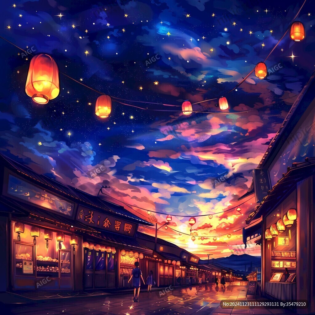 古代集市夜景