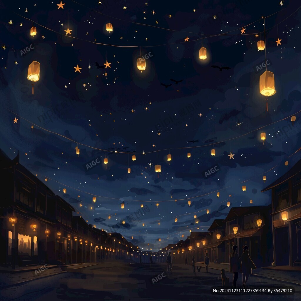 美好的夜晚插画