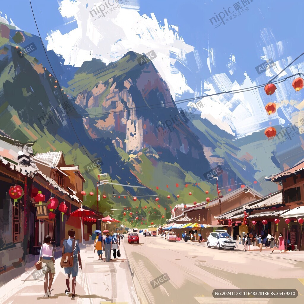 纳西族城市插画