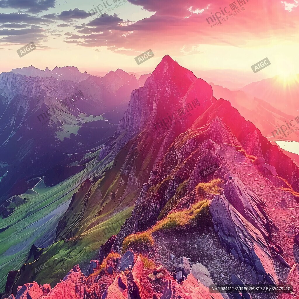 壮美大山日出全景