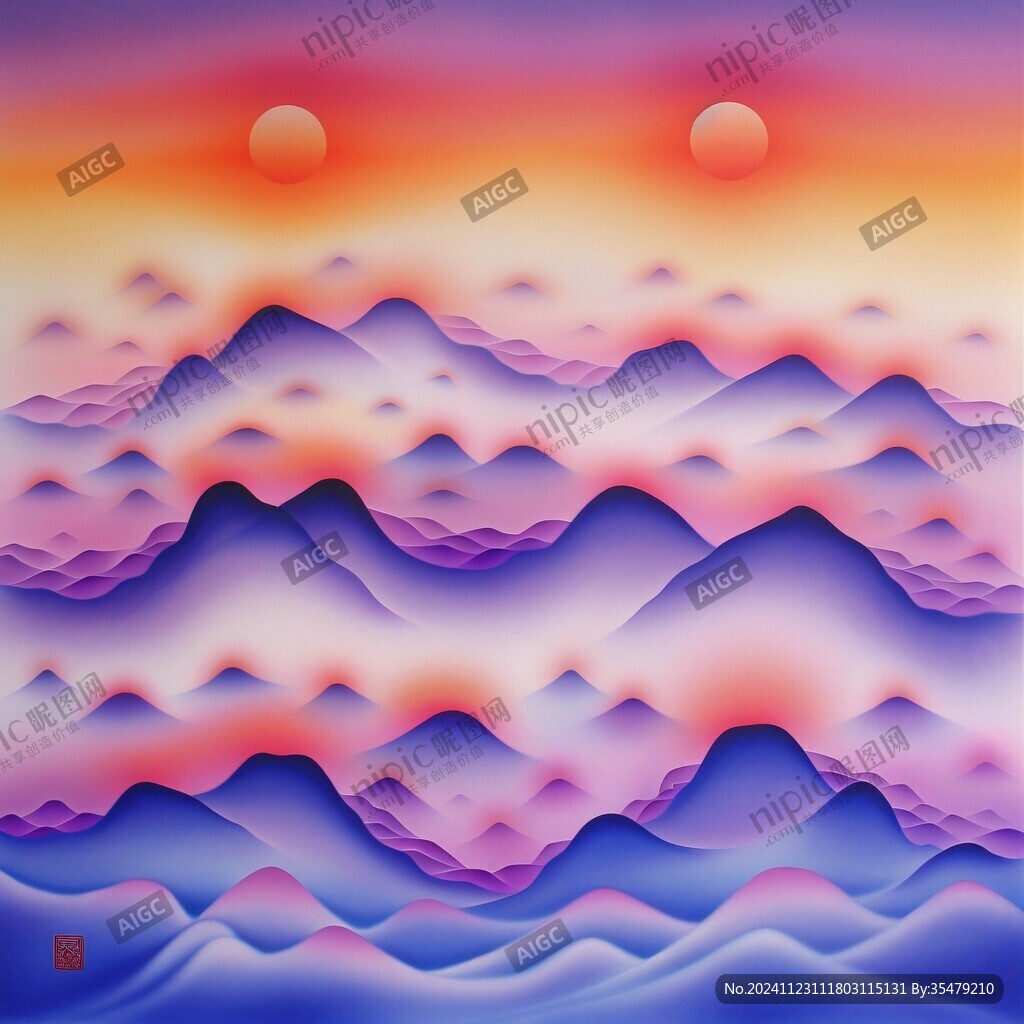 渐变山水画