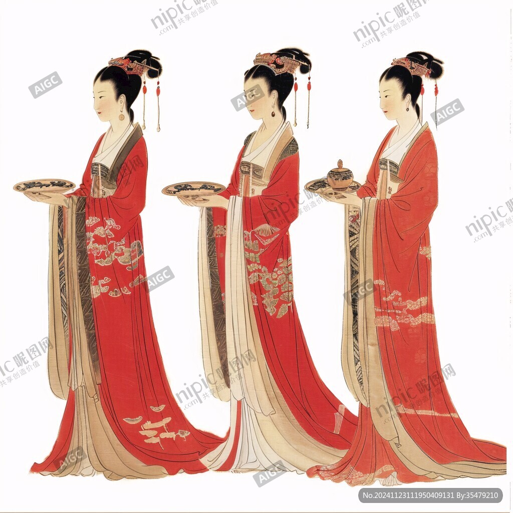 古代四大美女侍女仕女