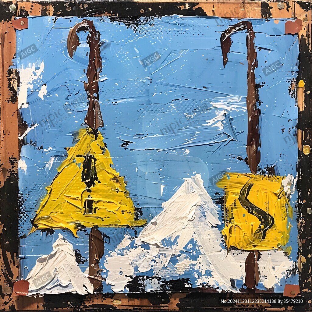 六联书房雪山油画