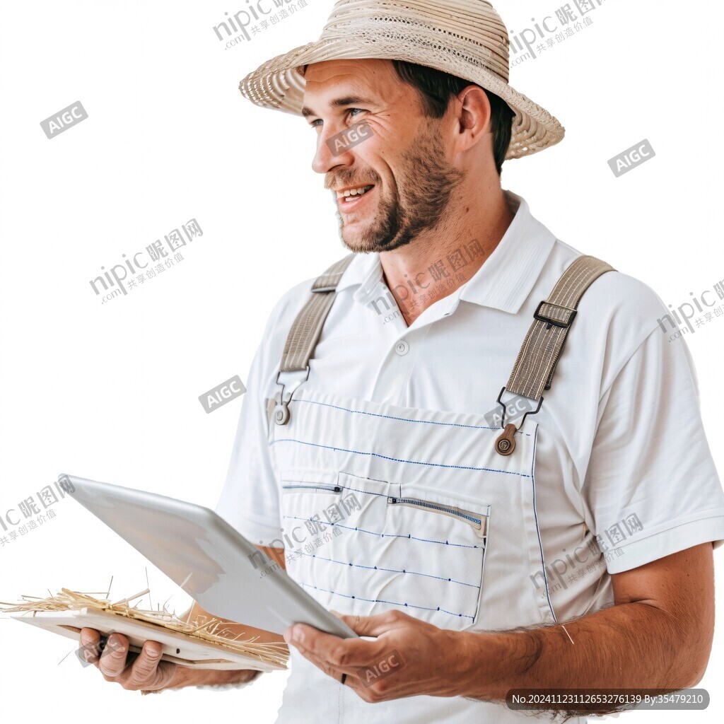 戴草帽工人