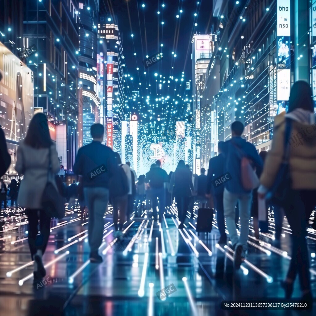 夜景人流
